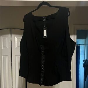 NWT Boohoo Plus Black Fitted Bustier Tank Top
